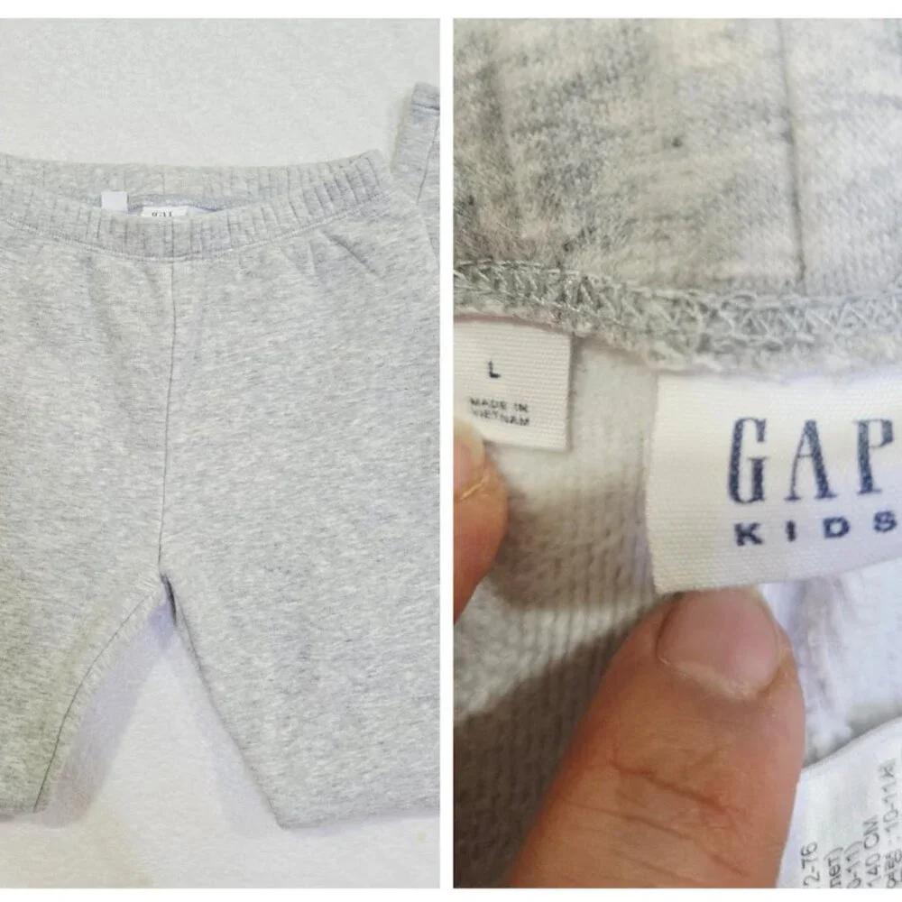GAP KIDS 4 Items Girls Logo Fleece Joggers / Leggings In Grey, Beige Size L/XL